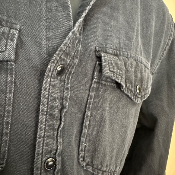 7 for All Mankind Denim Snap Long Sleeve Shirt Large Gently worn 100% cotton - Picture 2 of 4